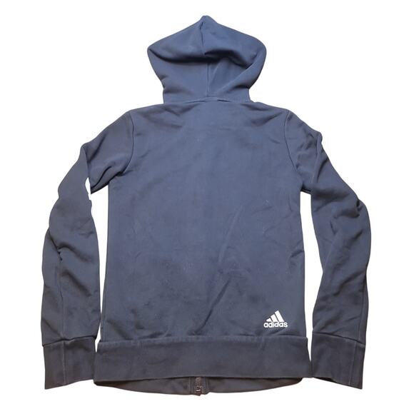 Adidas Women’s Essentials Linear Hoodie XS Black Full Zip French Terry GUC - Picture 3 of 7